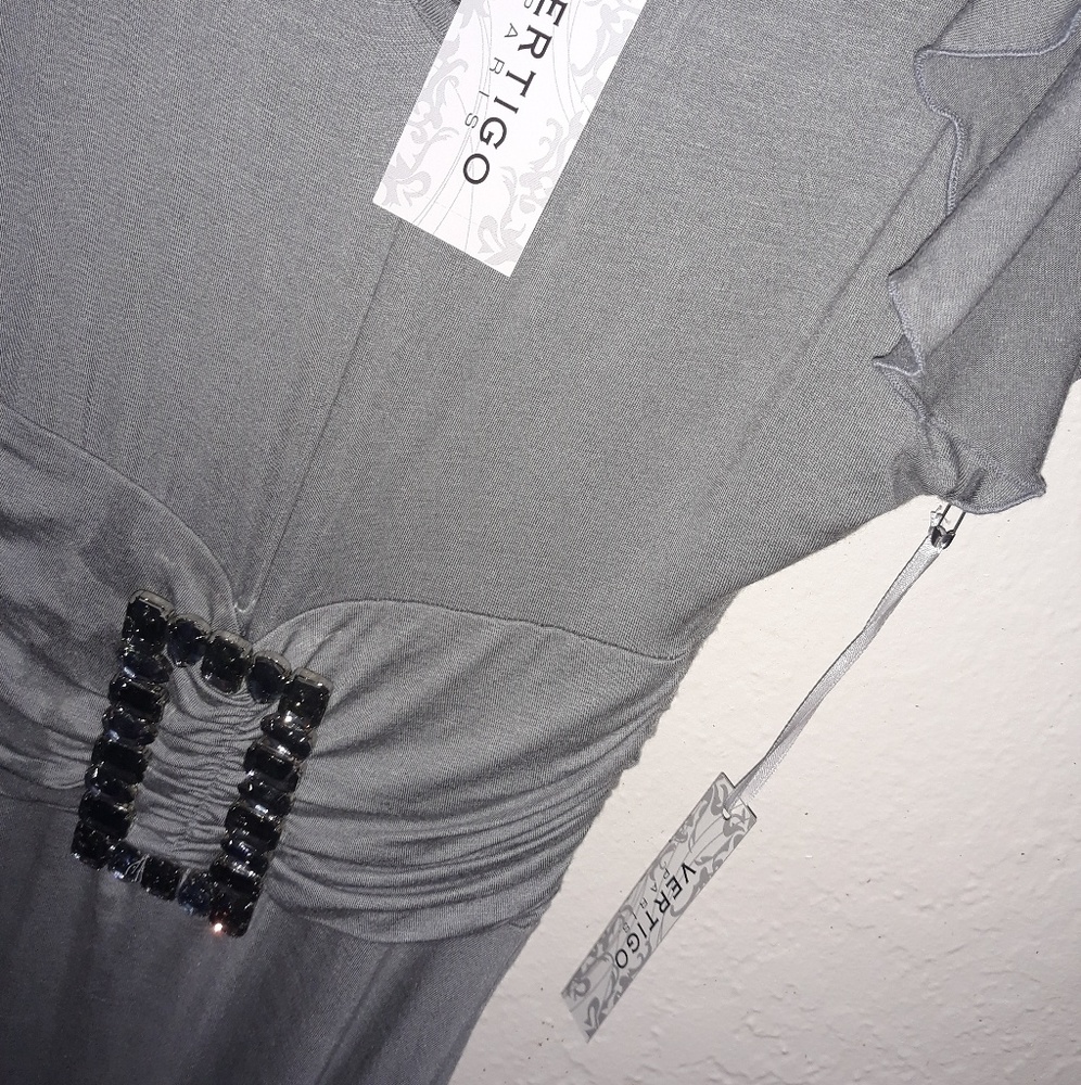 Vertigo Paris grey mini dress L NWT